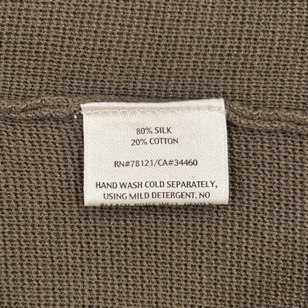 Eileen Fisher Silk Cotton Interlock Snap Long Cardigan Jacket Olive Green Size L - Picture 5 of 8
